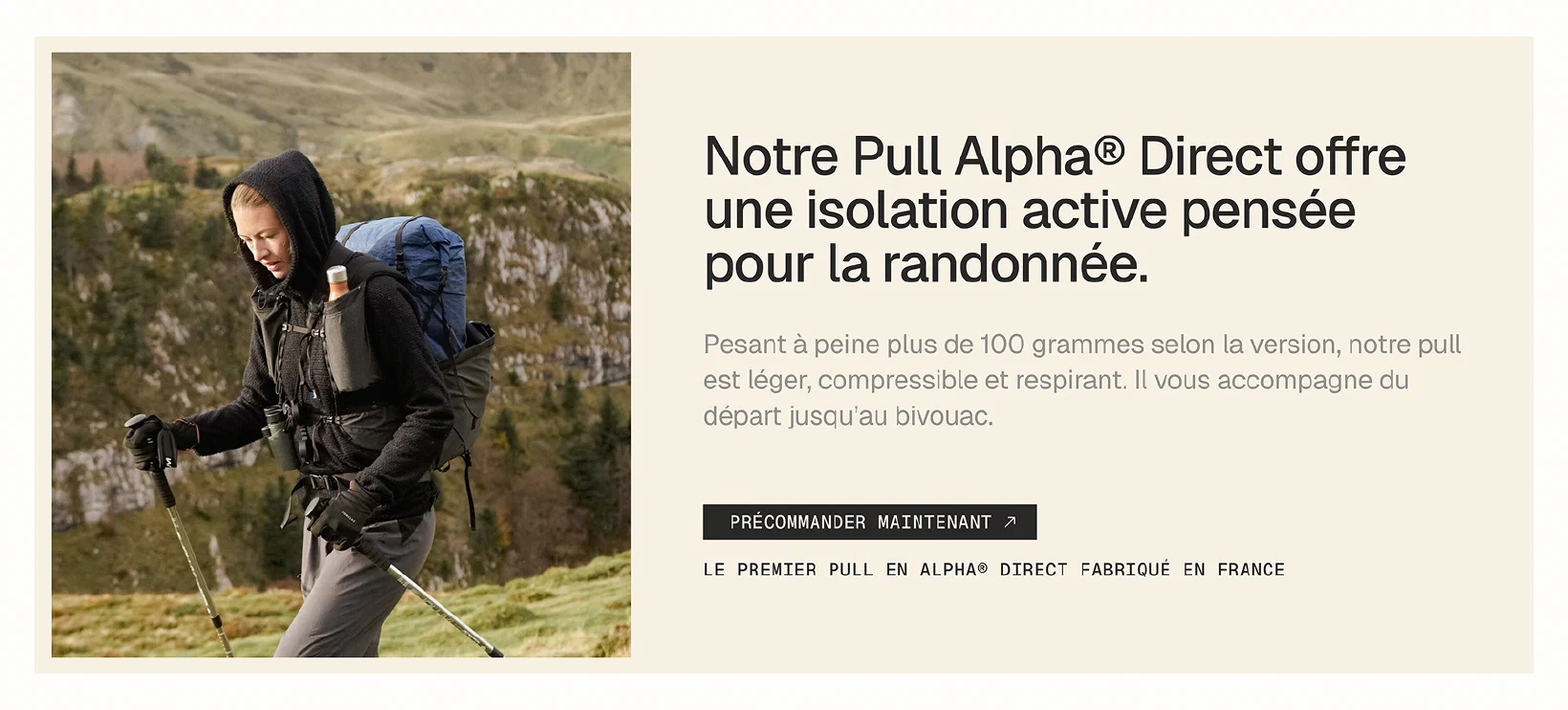 Carte éditoriale French Light Outdoor associant photographie outdoor et texte de marque
